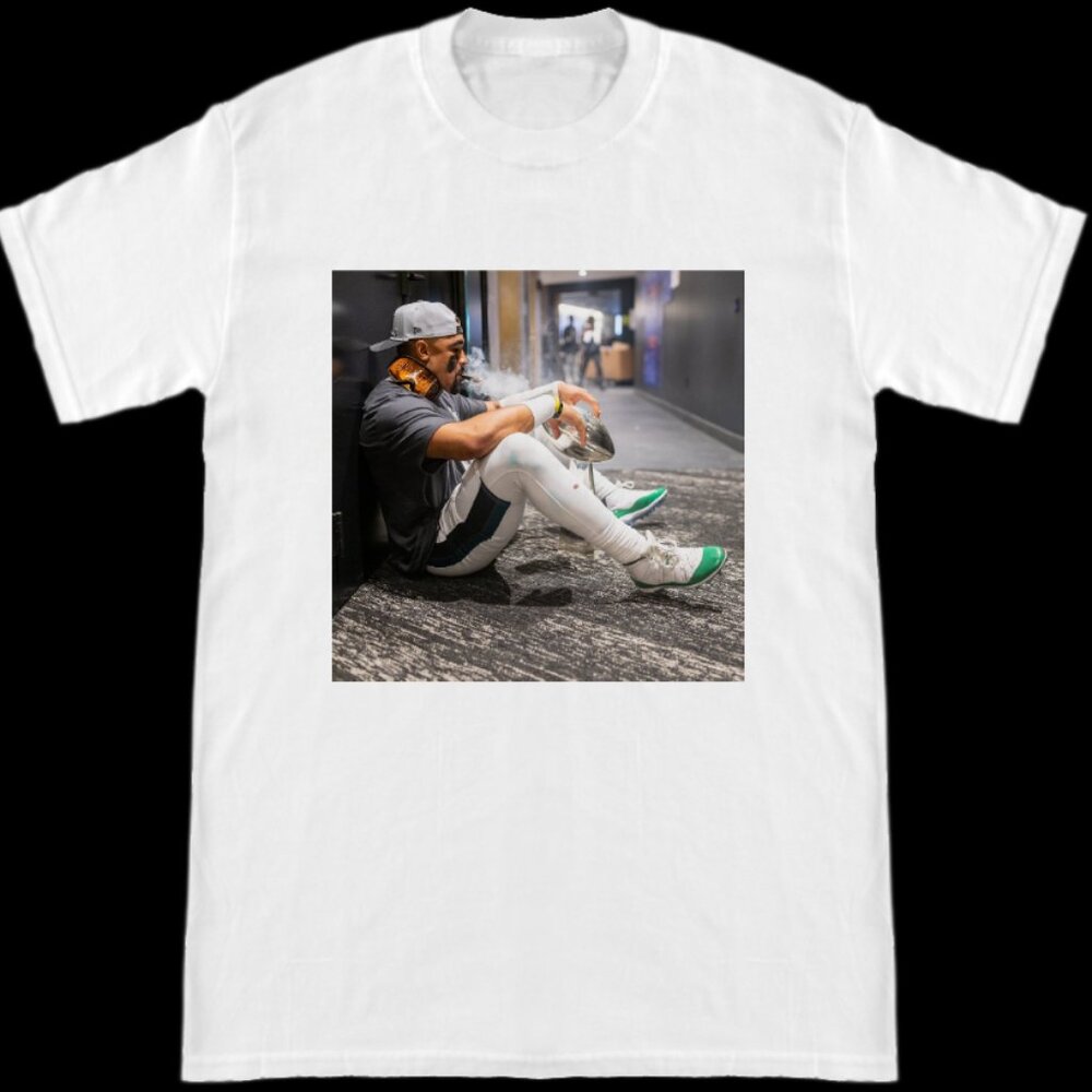 Philadelphia Eagles Super Bowl MVP Jalen Hurts Cigar & Lombardi Trophy Shirt